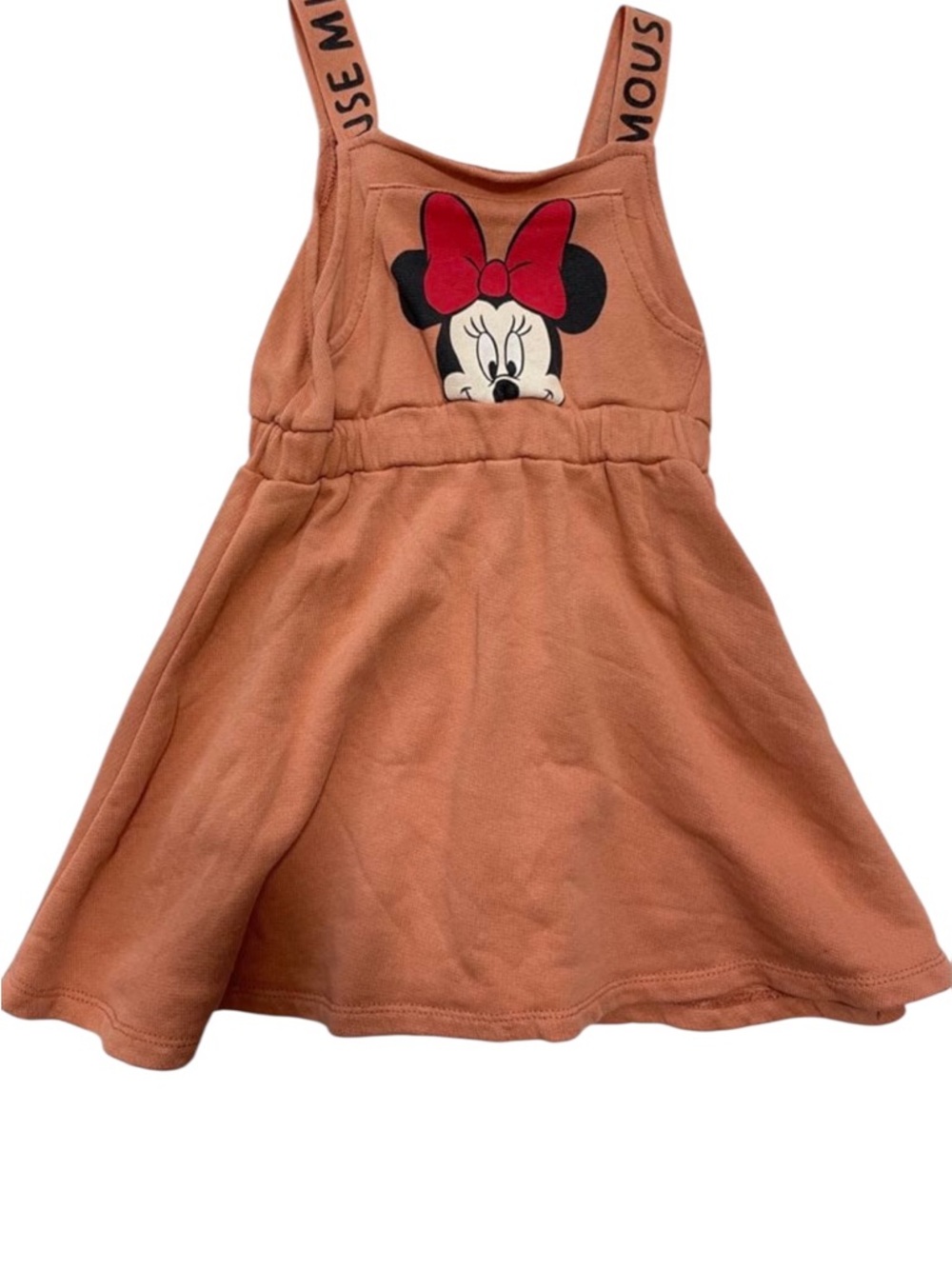 Zara Pink-Tan Minnie Mouse Pinafore Dress for Kids 2-3 years